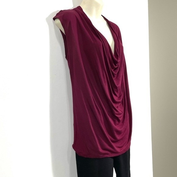 CAbi Style 535 Burgundy Draped Neck Top - Picture 2 of 9
